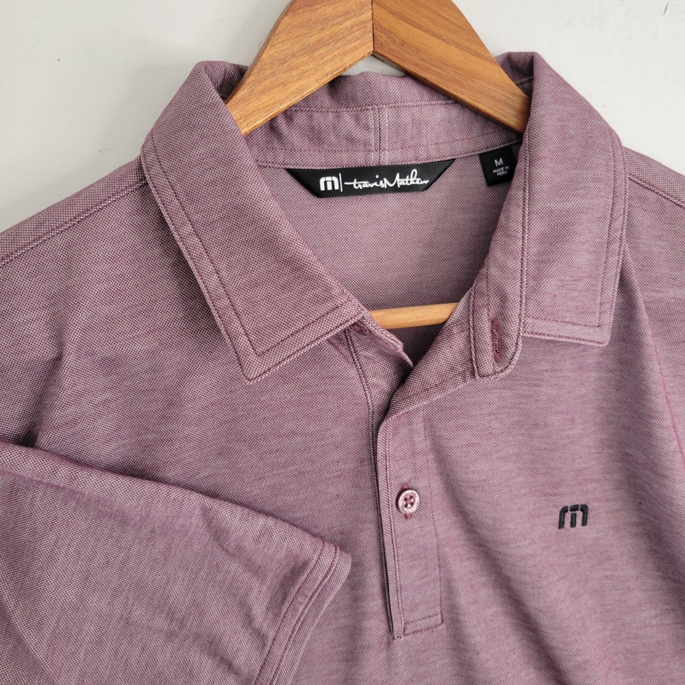 TravisMathew Polo Shirt Mens Sz M Short Sleeve Plum/Purple Golf Preppy Business